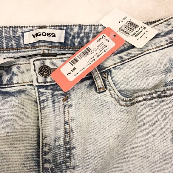 Vigoss 29 (8) NWT Stevie Crop Straight High Rise Women’s Jeans Distressed - Picture 7 of 12